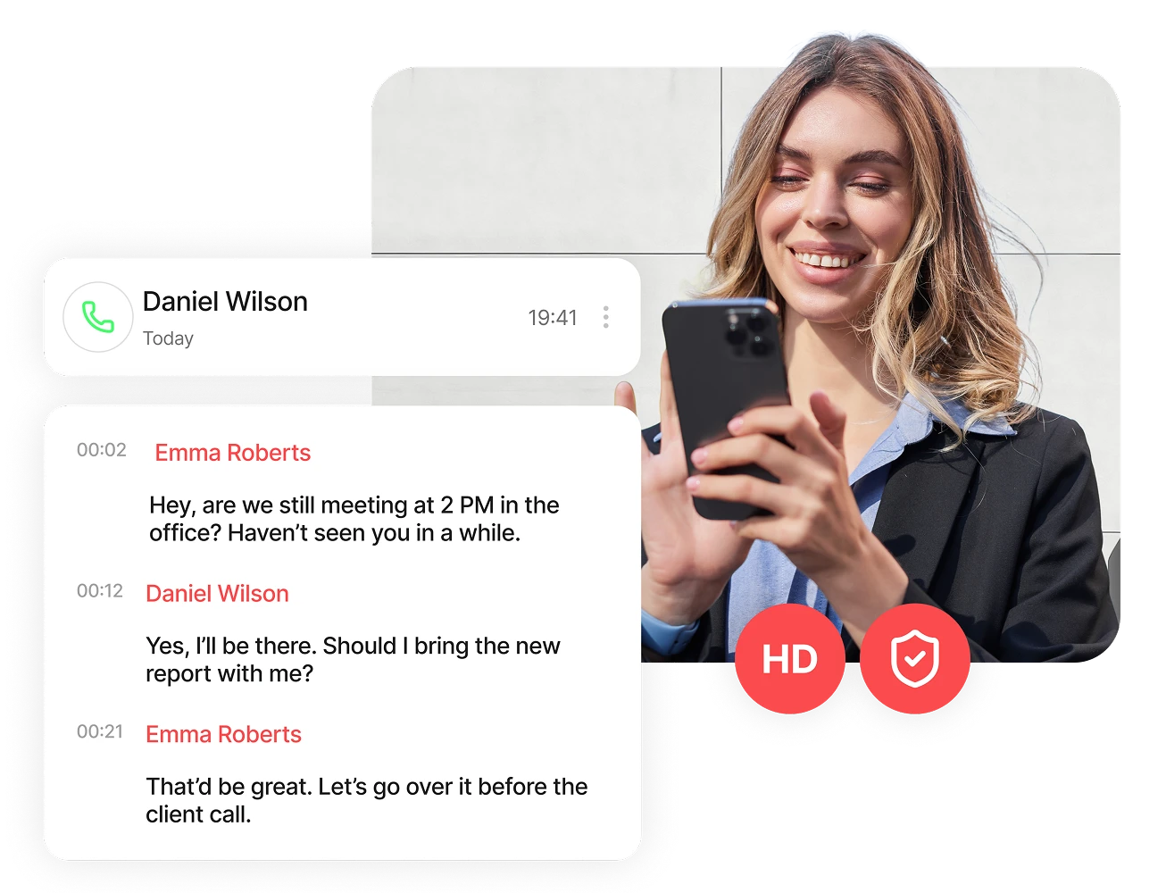 Person using a smartphone with text overlays.
